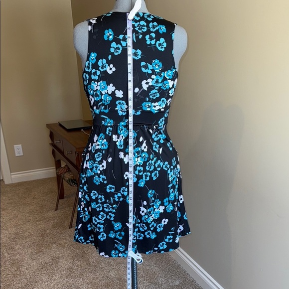 George Floral Black and Blue Sleeveless Mini Dress with Pockets Women's Size M - Picture 6 of 8